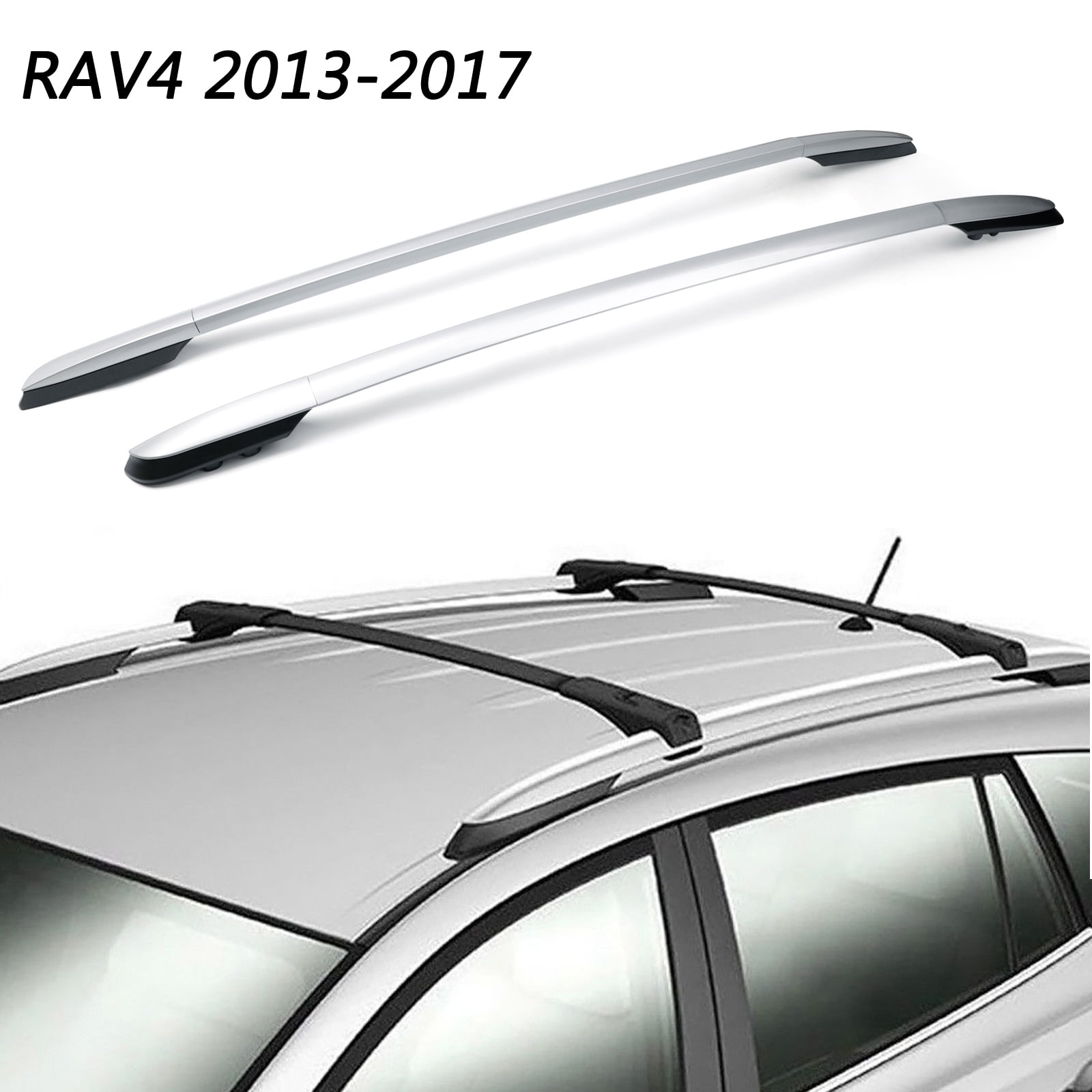 Silver Roof Rack Rail Bars Luggage  Baggage Carrier For TOYOTA RAV4 2013-2017