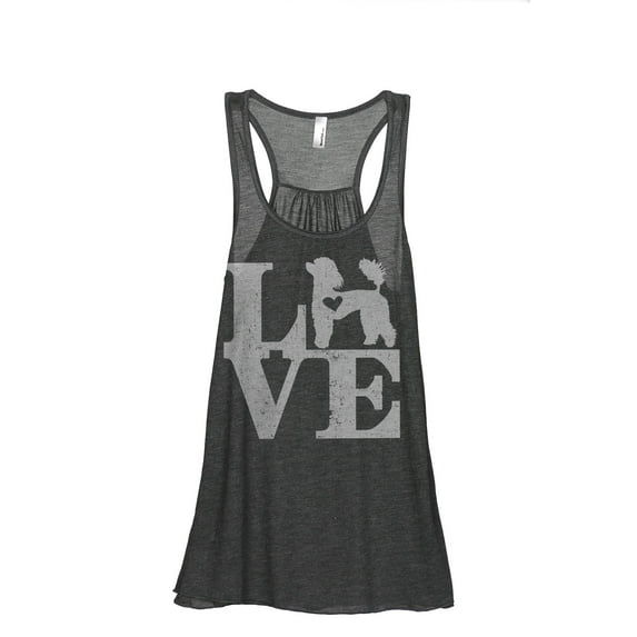 LOVE Poodle Women's Fashion Sleeveless Flowy Racerback Workout Yoga Tank Top Charcoal Grey Large