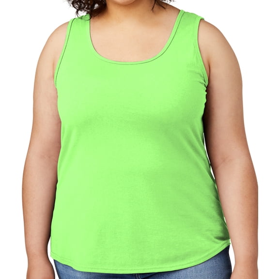 Women's Core Value Mid-weight Tanktop, Large Neon Green