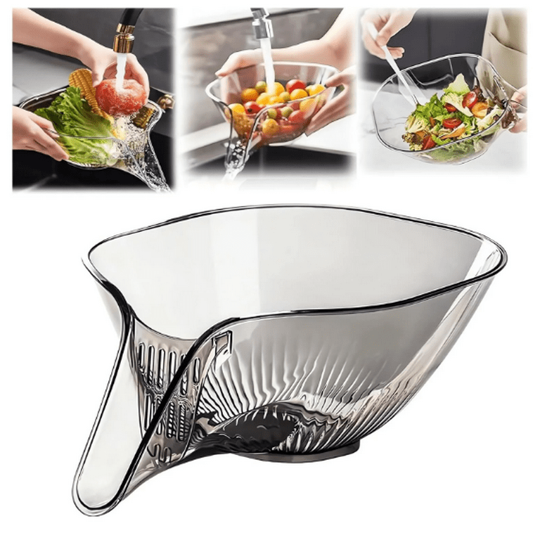 Multi-functional Drain Basket, New Fruit Cleaning Bowl with Strainer  Container, Kitchen Sink Food Catcher Drainer Fruit Rinser Vegetable Washing