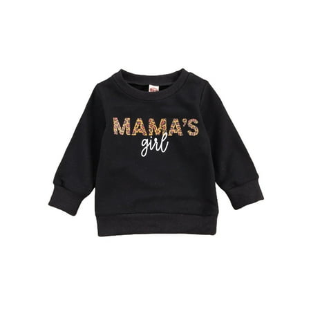 

Musuos Baby Girls Pullover Sweatshirts Mamas Girl Leopard Tops 0-6Years