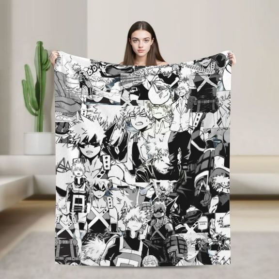 Cozy Warm Plush Throw My Hero Academia Katsuki Bakugo Collage Fluffy Blanket for Bed Couch Living Room 60"x50"
