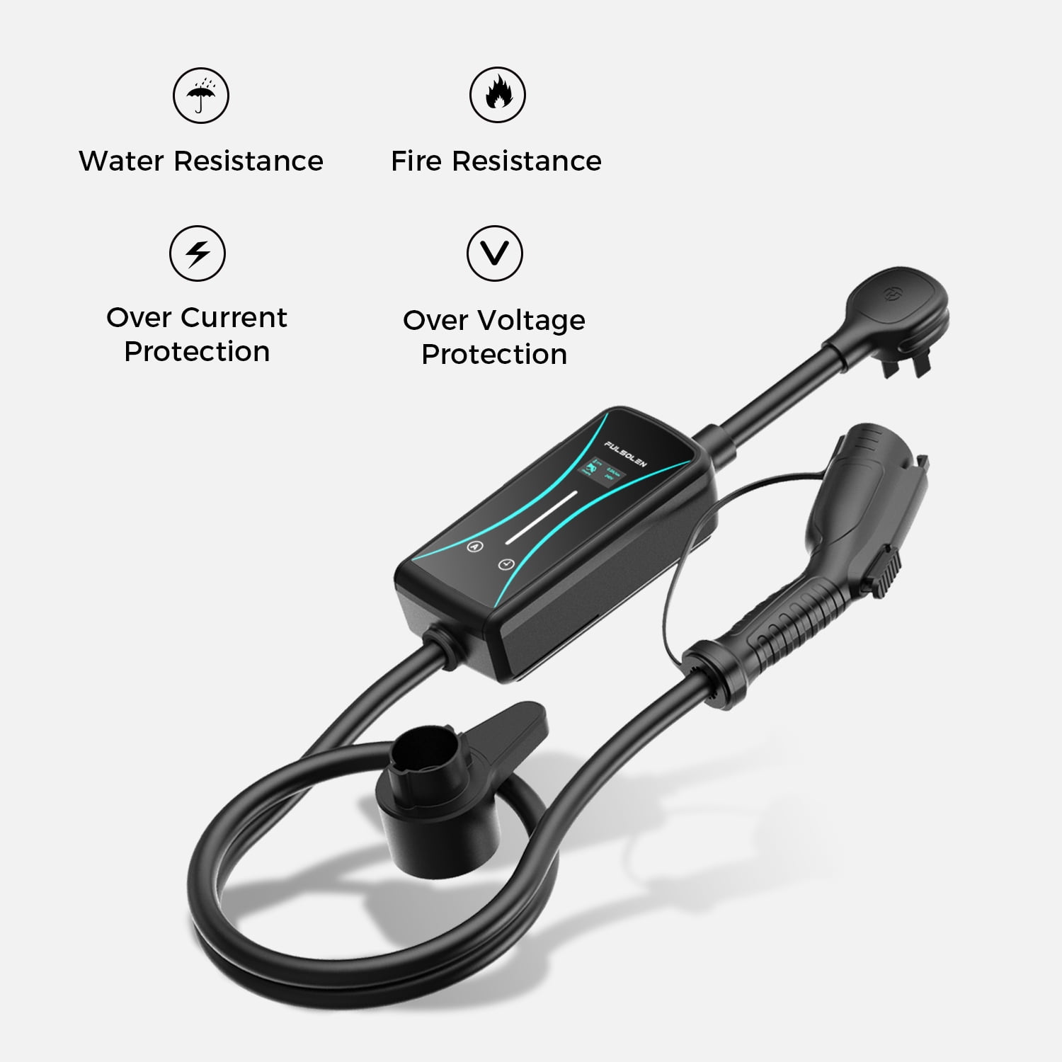 Fulsolen Level 2 EV Charger 32Amp/7.6kW/240V Electric Vehicle Charging Station with NEMA 5-15 and NEMA 14-50 Outlet