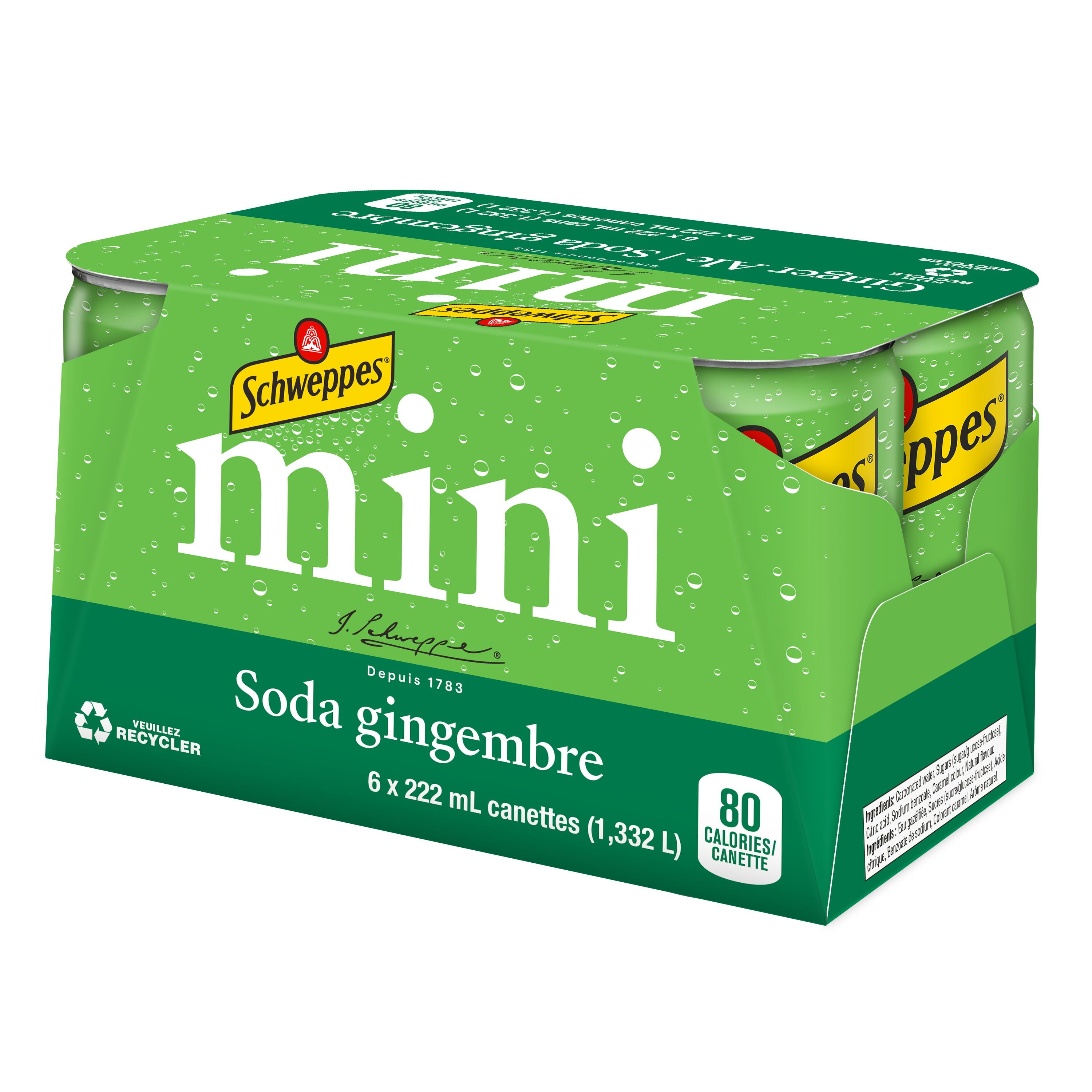 Schweppes Ginger Ale 6 x 222 mL, Mini cans, 6x222mL
