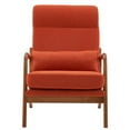 thumbnail image 3 of Modern Accent Armchair, Comfy Living Room Chair with Lumbar Pillow & High Back, Linen Fabric Upholstered Single Sofa Reading Chair with Solid Wood Legs for Bedroom Living Room Office, Orange, 3 of 8