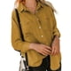 thumbnail image 1 of Blusa de mujer con bolsillos y cuello vuelto, manga larga con un solo pecho, abrigo para mujer, camisa para citas, amarillo, M, 1 of 5