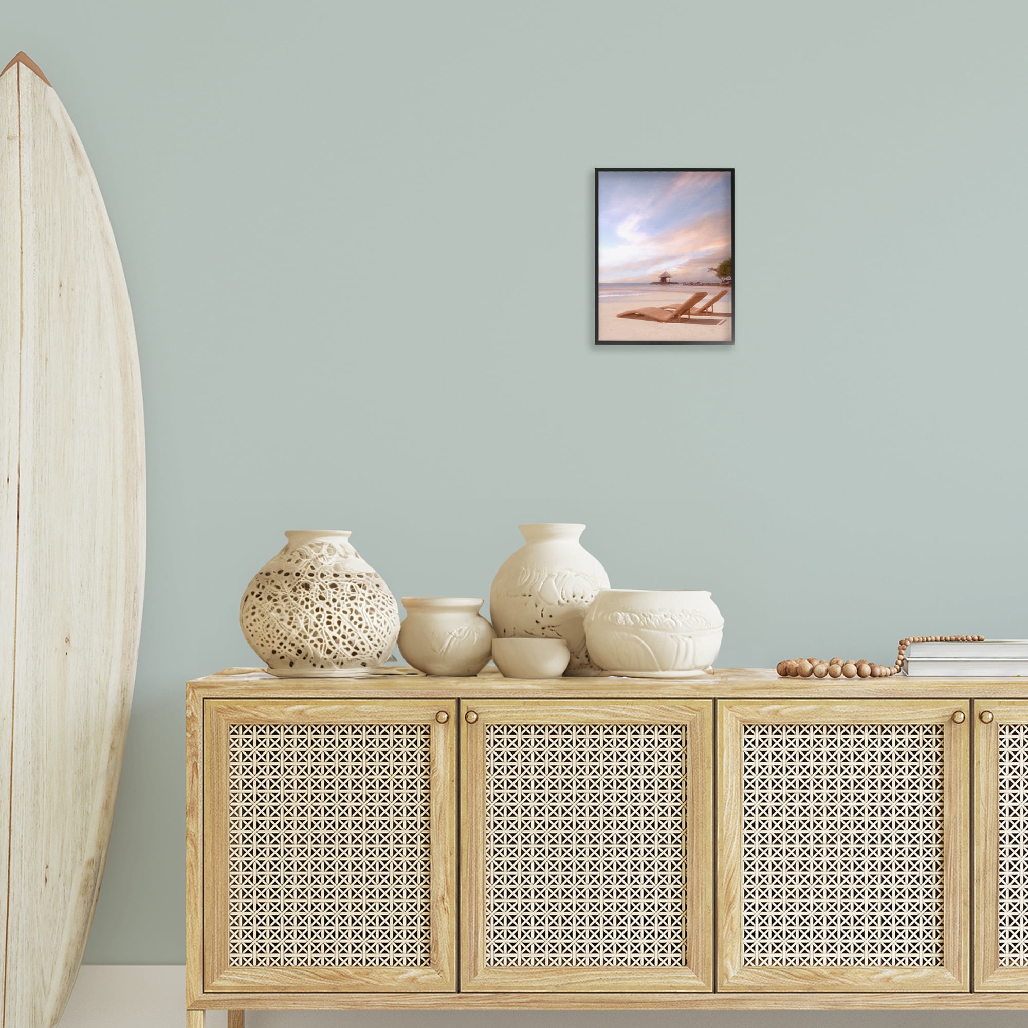 Stupell Industries Lounging Beside Sea Landscape Painting Black Framed Art Print Wall Art, 11 x 14