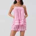 thumbnail image 3 of Ensemble de Pyjama Rayé Y2K pour Femmes, 2 Pcs, Camisole, Hauts Babydoll et Boxeurs Rayés Assortis, Ensemble de Détente, 3 of 8