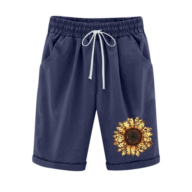 Mujeres Pantalones Cortos Casual Estampado Elástico de la Cintura Medio Pantalones Cortos, Casual con Bolsillos para el Uso Diario