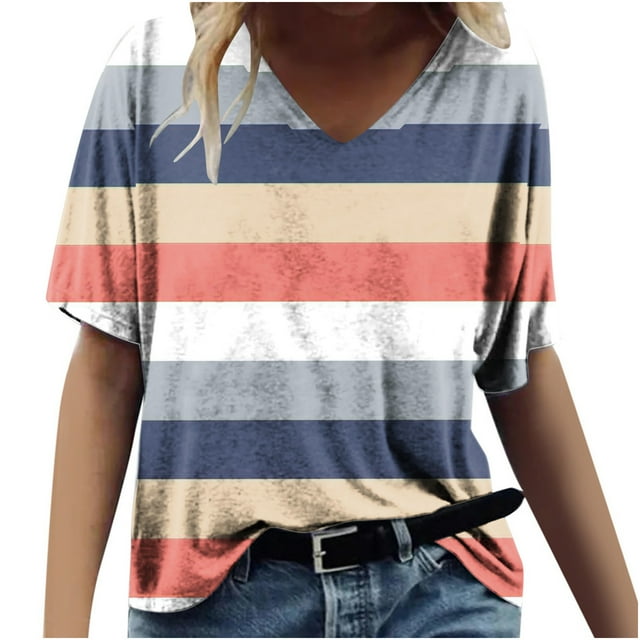 Birdeem Mode Décontractée Printemps Été Manches Courtes Col en V Blouses & Chemises pour Femmes