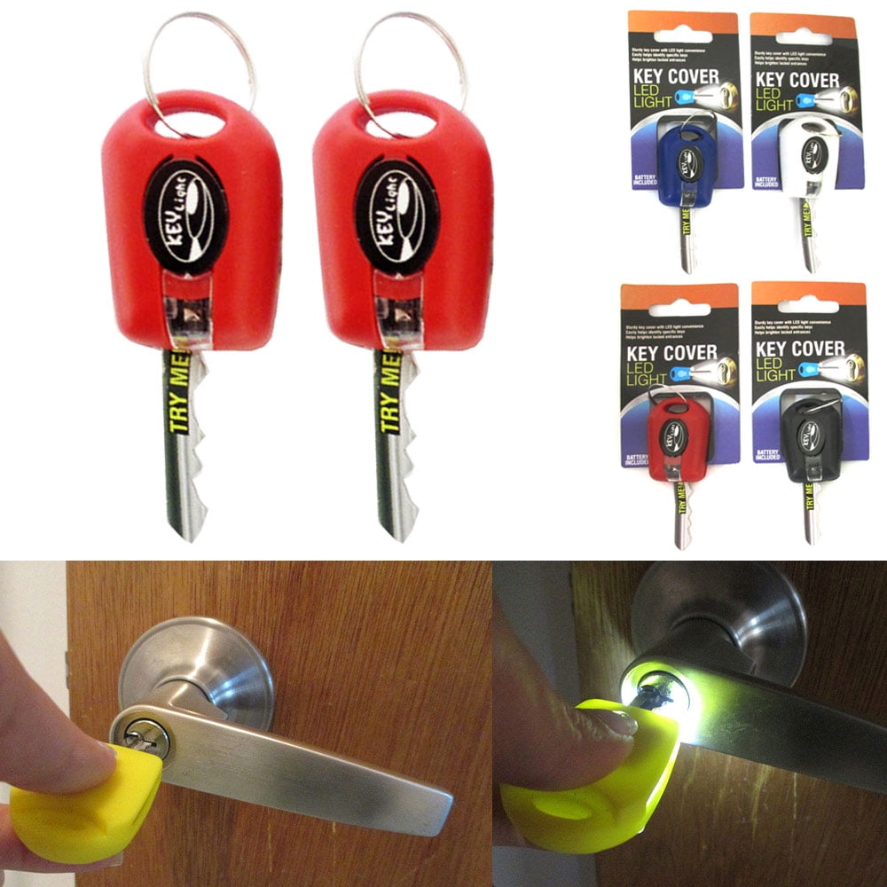 AllTopBargains - 2 Key Cover LED Bright Light Keychain Torch Flashlight