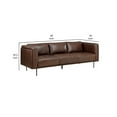 thumbnail image 5 of Sen 88 Inch Low Back Tufted Sofa Brown Top Grain Leather Metal Legs, 5 of 5