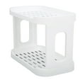 thumbnail image 2 of Double Layer Desktop Storage Rack Large Capacity Fence Design White Cosmetics Desktop Plastic Storage Rack for Home Office, 2 of 14