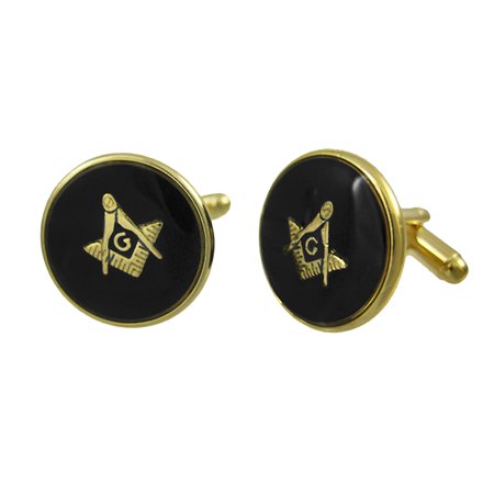 24k Gold Plated Cufflinks - Gold Plated Freemason Masonic Cufflinks