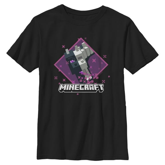 Boys Minecraft Ender Dragon Skeleton Purple Badge T Shirt