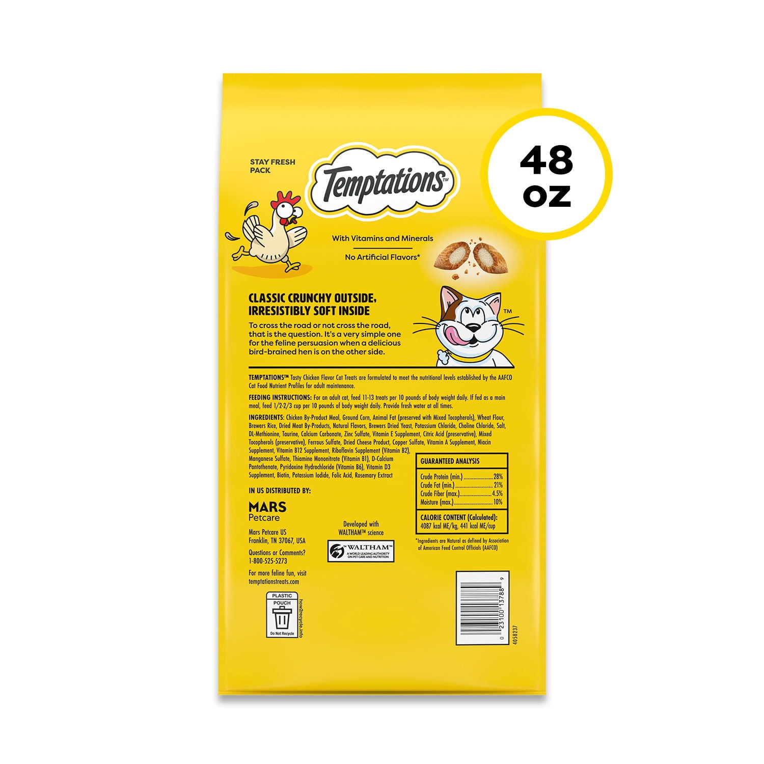 (2 pack) Temptations Classic Tasty Chicken Flavor Crunchy And Soft Treats For Cats, 48 Oz Pouch