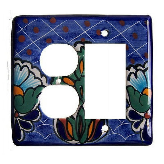 Decora-Outlet Blue Mesh Talavera Switch Plate