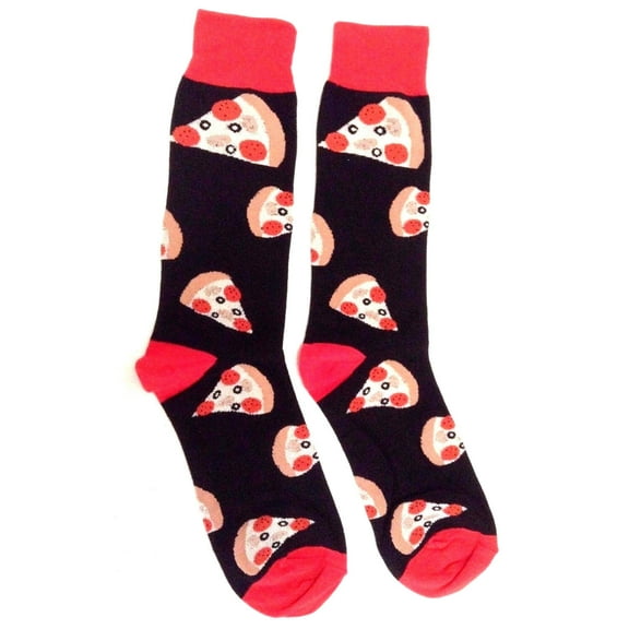 Fine Fit Casual Fast Food Snack Pattern Knit Crew Socks (Pizza Slices)