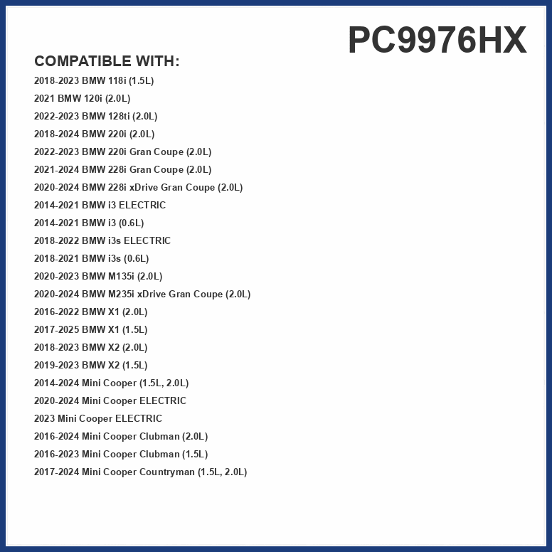 PUREFLOW PC9976HX HEPA Cabin Air Filter | Fits 2016-2022 BMW X1 2.0L; 2014-2024 Mini Cooper 1.5L, 2.0L; 2017-2024 Cooper Countryman 1.5L, 2.0L; 2018-2023 X2 2.0L, 118i 1.5L