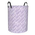 thumbnail image 2 of LNWH Laundry Basket, Light Purple Stripes Pattern Foldable Laundry Hamper With Handles Waterproof, Small, 2 of 8
