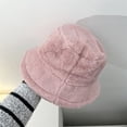 thumbnail image 2 of D-GROEE Women Fisherman Hat Women's Winter Fisherman Hat Wide Brim Solid Color Thick Plush Flat Top Windproof Warm Decorative Foldable Lady Bucket Thermal Hat, 2 of 5