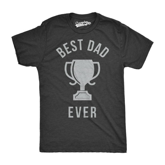 Mens Best Dad Ever Trophy Funny T shirts for Dad Hilarious Novelty Fathers Day T shirt (Heather Black) - XL