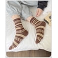 thumbnail image 2 of Nvzi-c 3 pairs of Womens Cotton Crew Socks, Thin Soft Comfort Breathable Dress Socks, Above Ankle Crew Socks for Business, Casual，(Brown）, 2 of 2