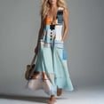 thumbnail image 2 of Women's Plus Size Casual Long Dresses Casual Printed Sleeveless Pocket Maxi Dress, Loose V‑Neck Button Down for Daily Vacation Beach Parties& Summer Outings, 2 of 8