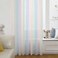 thumbnail image 6 of Colorful Striped Sheer Curtains 45 Inches Long, Rainbow Color Stripes Light Filering Curtains, Breathable Simi Curtain Privacy Drapes for Kitchen Bathroom Lightweight Small Window Treatment, 6 of 9