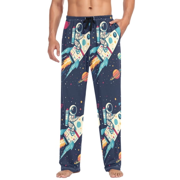 FORMRS Mens Pajama Pants with Pockets Sleepwear Lounge Bottoms Sizes S-2XL, Rocket Pattern