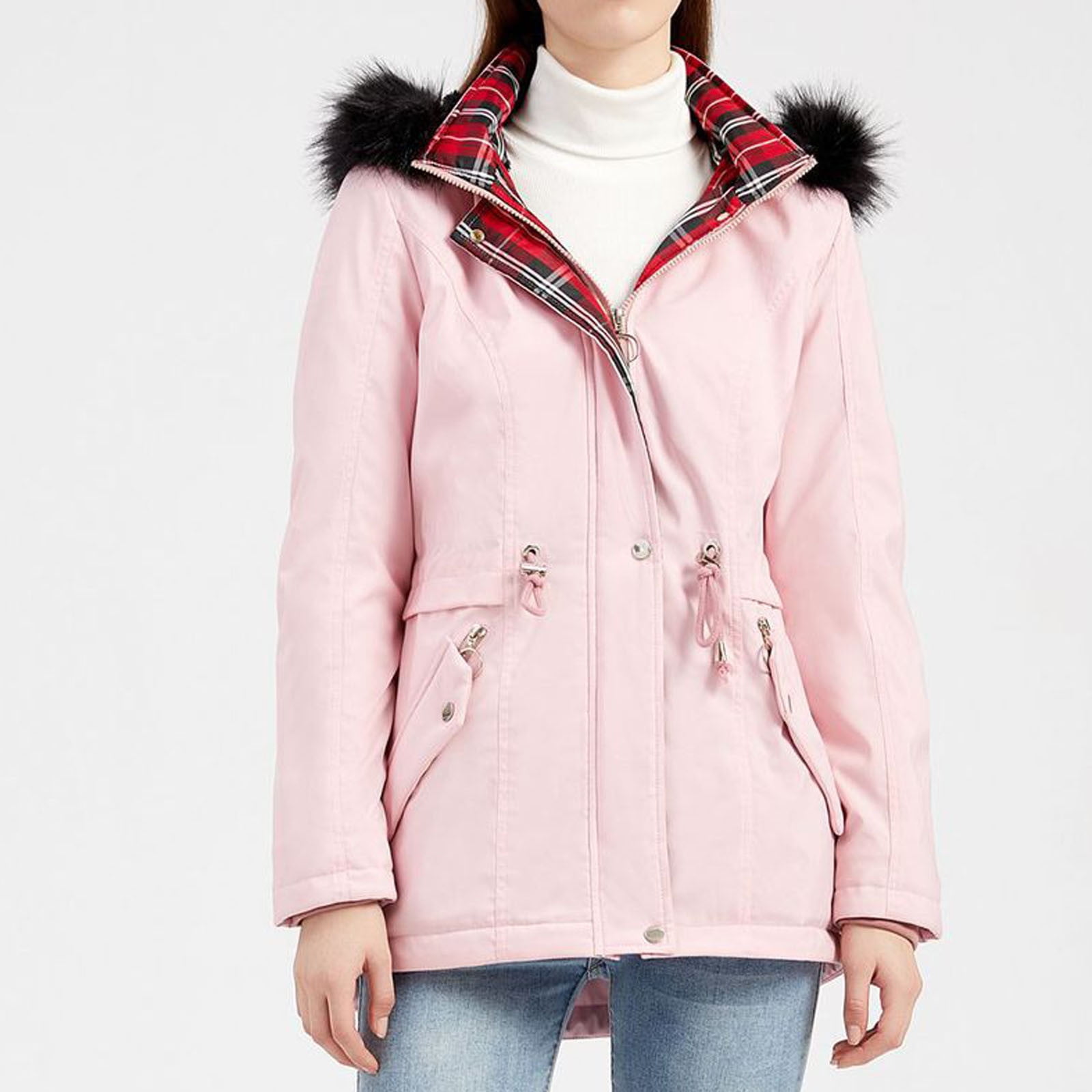 Manteau Femme Fausse Fourrure Mi-long - Chaud, Col Carré, Taille Grande