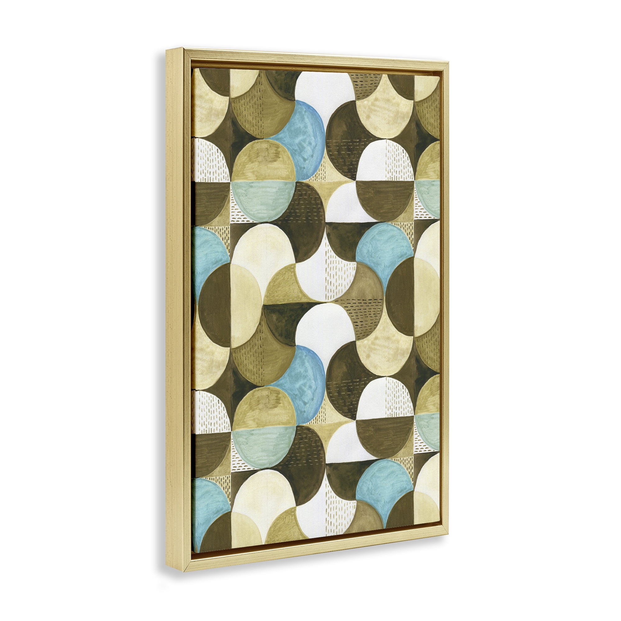 Stupell Industries Boho Circular Pattern Abstract Painting Gold Floater Framed Canvas Art Print Wall Art, 17 x 25