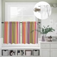 thumbnail image 3 of Colorful Stripes Watercolor Curtain Tier and Valance Set 3 Piece, Abstract Minimalist Geometric 3-inch Rod Pocket Window Tier Curtains Valance for Kitchen Living Room, 3 of 9