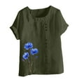thumbnail image 4 of Perfectbot Women Blouses Summer Short Sleeve Plus Size Linen Loose Crew Neck Shirts ,S-5XL, 4 of 4