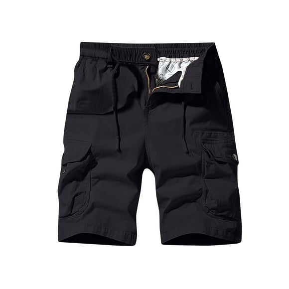 NaWent Shorts pour Hommes Liquidation Shorts Décontractés de Travail pour Hommes Coupe Ajustée Multi-Poches Fermeture Éclair Jambe Droite Pantalon Cinq Points Shorts de Sport d'Extérieur Noir G