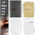 thumbnail image 3 of Leather Journal Notebook, Refillable Writing Journal Diary Planner for Women, A5 Size (6.3 x 9.3 Inches), Lined Journal for Writing, Travel Journal with 6-Ring Binder Pockets, 3 of 9