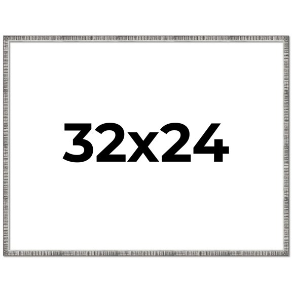 32x24 Frame Silver Grey Distressed Solid Wood Picture Frame | 0.75 Inch Moulding Width | Interior