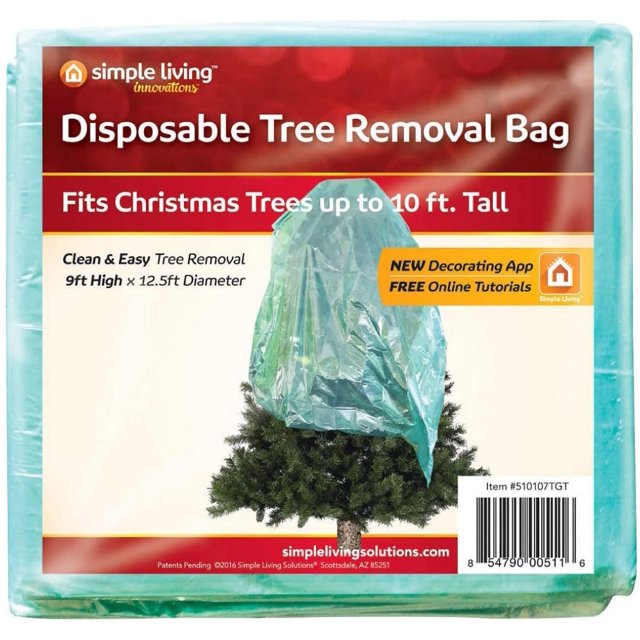 Christmas Tree Removal Bags Fits Up to 10 ft Tall Plastic Disposable