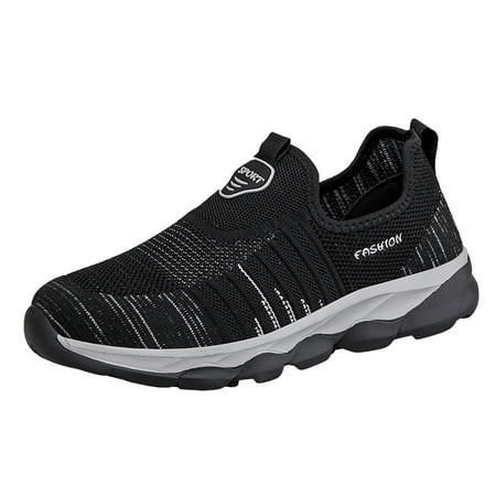 Fauean Sneakers for Women Leisure Breathable Lightweight Slip on Sneakers Walking Shoes Black Size 43