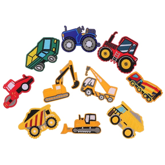 BESTYASH 10Pcs Embroidered Patch Fabric Cloth Assorted Color Fire Truck Shape Patch for Clothes Daily Use Back to School