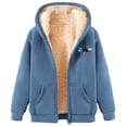 thumbnail image 2 of Brilliant Jackets for Women Winter Women's Long Hoodies Tunic WInter Warm Fleece Lined Zip Up Hooded Sweatshirt Jacket Coat Blue XL, 2 of 4