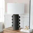 thumbnail image 2 of Jurrah 27" Tall Ceramic Table Lamp with Fabric Shade in Matte Black/White, 2 of 8
