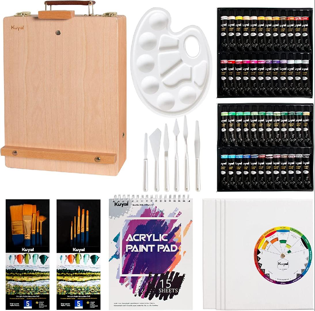 Acrylic Painting Set, 72 Piece Wooden Art Set Crafts Drawing Painting