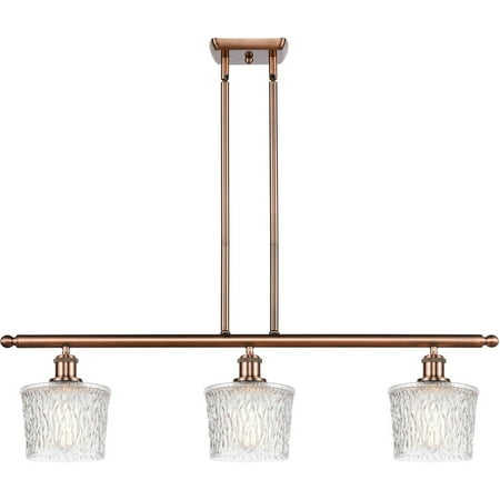 

Antique Copper Tone Island Lighting 36 Wide Clear Glass Steel/Cast Brass Medium Base LED 3 Light Fixture
