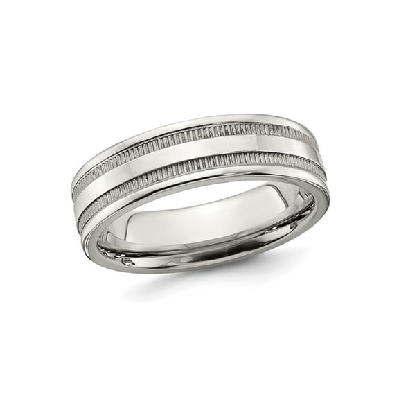Gem & Harmony Mens or Ladies Stainless Steel Grooved Wedding Band Ring (6.00MM) for Men