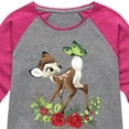 thumbnail image 3 of Disney Bambi - Christmas Botanical Butterfly - Toddler & Youth Girls Raglan Graphic T-Shirt, 3 of 5