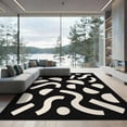 thumbnail image 2 of ODIKA 8'x10' Washable Area Rug Black Cream Abstract Geometric Design Contemporary Artistic with Bold for King Size Bedroom Under Bed, Master Suite, Non-Shedding, Easy Care, 2 of 7