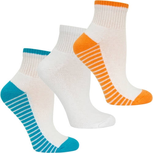 Ladies' Cotton Stretch Cushioned Ankle Socks, 3 Pack - Walmart.com
