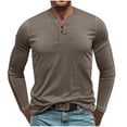 thumbnail image 2 of pstuiky Camisas casuales de manga larga para hombre, Suéter deportivo informal de color liso con cuello redondo y botones para hombre, blusa de manga larga con cuello redondo l, 2 of 6