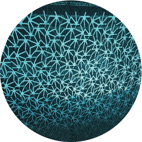 Ahgly Company Indoor Round Patterned Deep Teal Green Area Rugs, 5' Round
